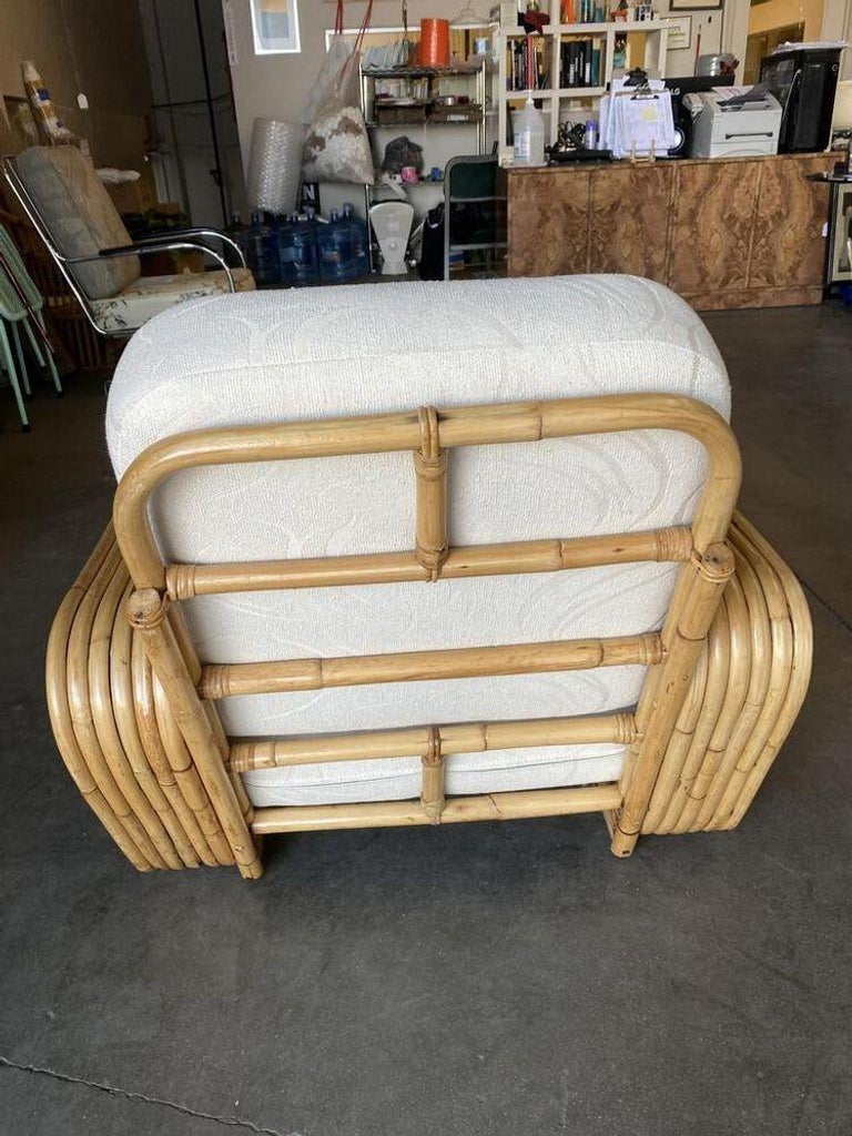 Restored Six-Strand Square Pretzel Rattan Lounge Chair with Ottoman