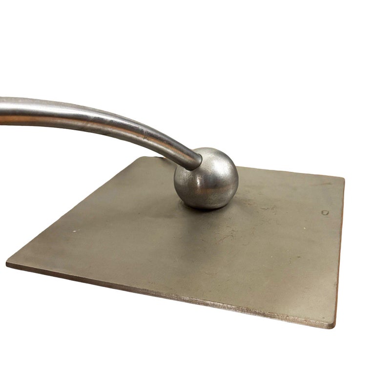 Mid-century M.G. Wheeler "Sight Light" Brushed Steel Table Lamp w/ Enamel Shade