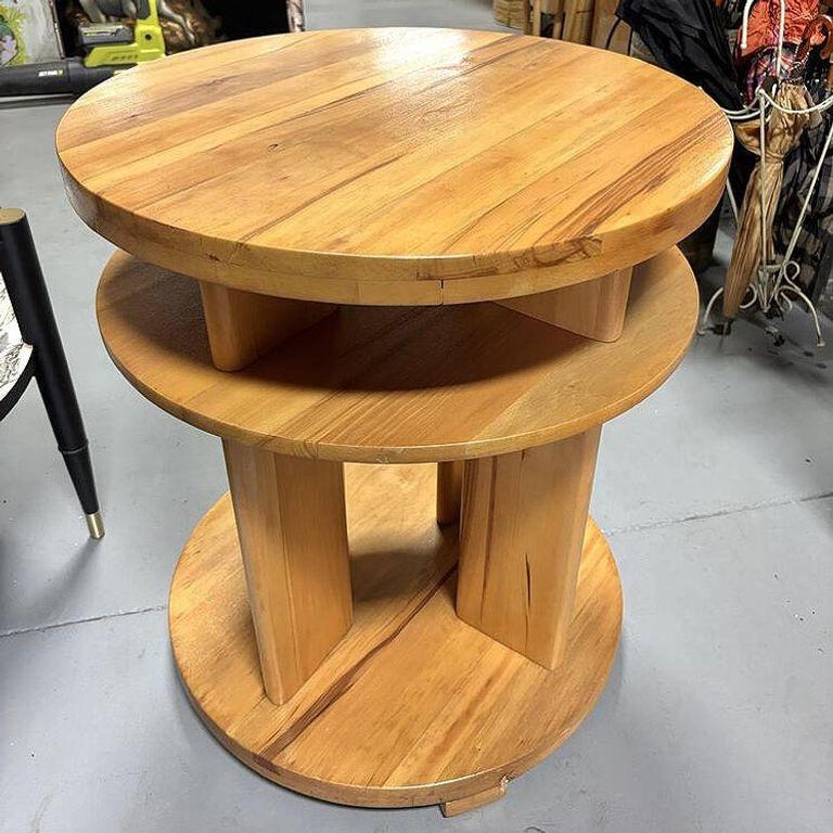 Art Deco 3- Tier Lamp Walnut Side Table By Gilbert Rohde for Brown Saltman