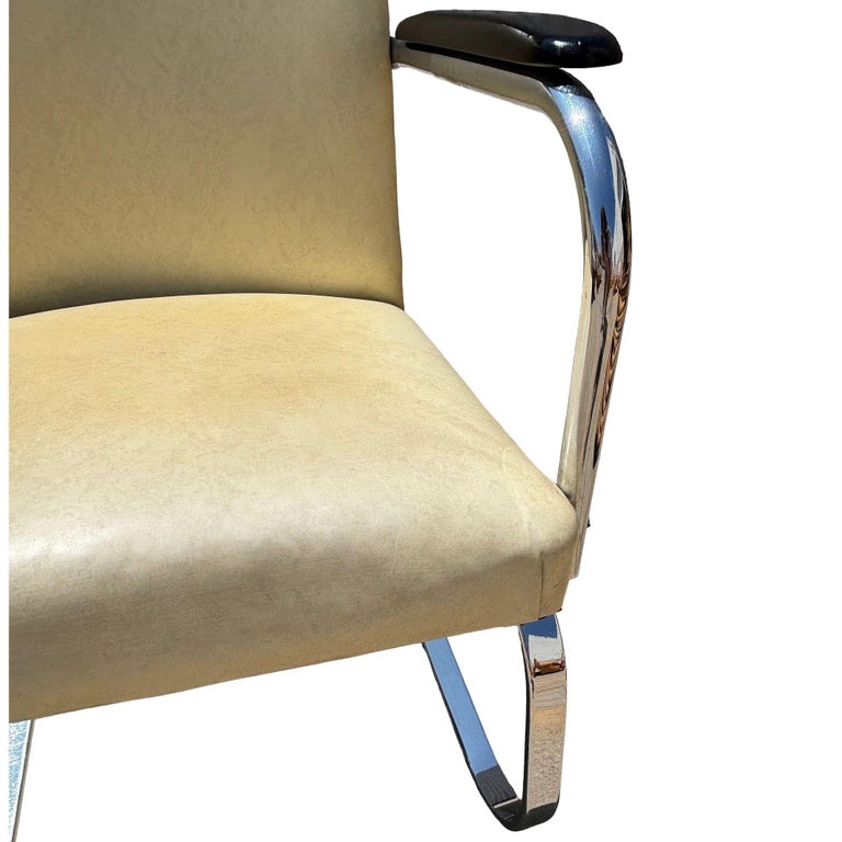 Art Deco Chrome & Vinyl Springer Rocking Chair by Kem Weber for Lloyd