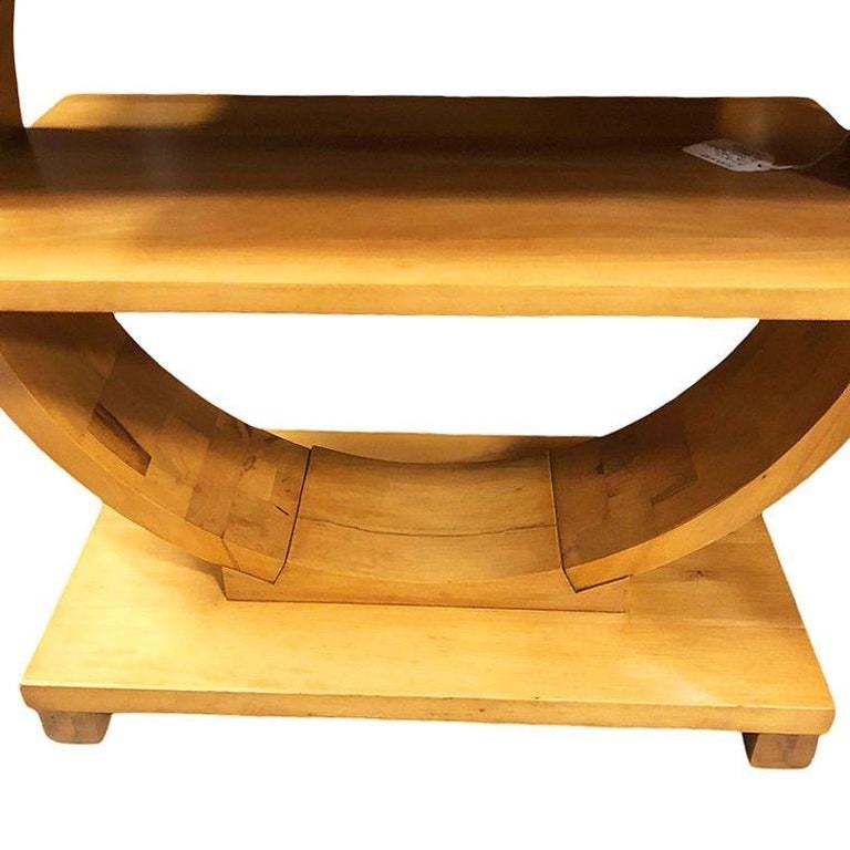 Blond Geometric Art Deco Side Table by Gilbert Rohde for Brown Saltman