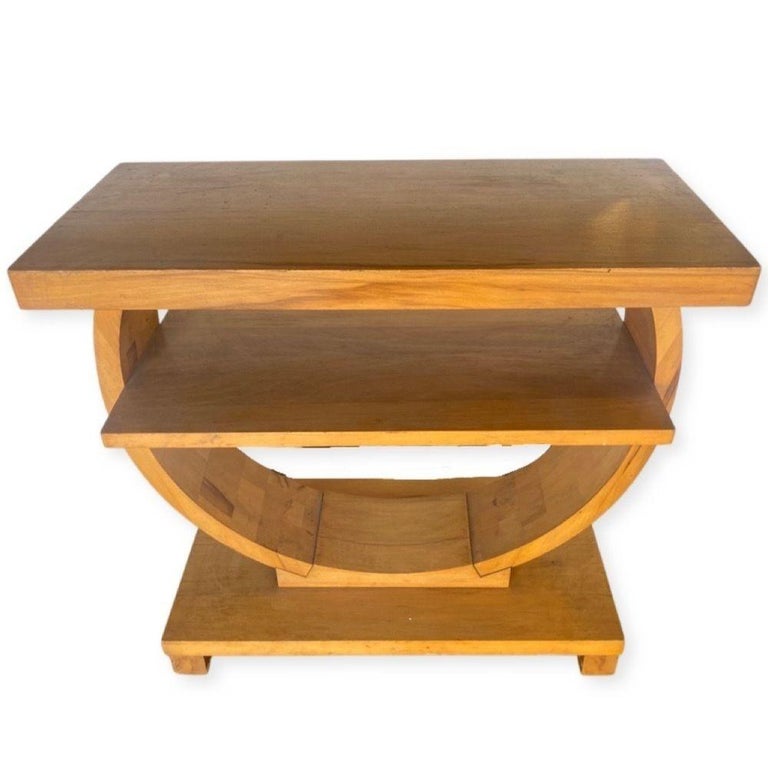 Blond Geometric Art Deco Side & Coffee Table by Gilbert Rohde for Brown Saltman