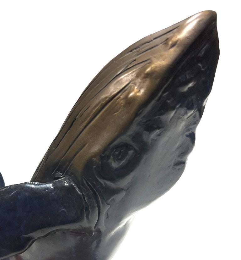 Hand Casted Humpback Whale Bronze Sculpture Mounted on Stand by T.H. Oliver