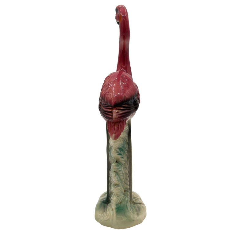 MCM Ceramic California Pottery Standing Tall Pink Flamingo Figurine Statue
