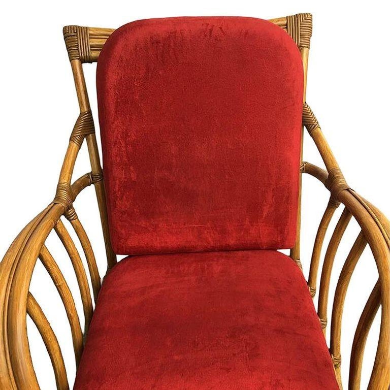 Rare Paul Frankl Styled Faux Rattan Outdoor/Patio Chaise Lounge Chair, Pair