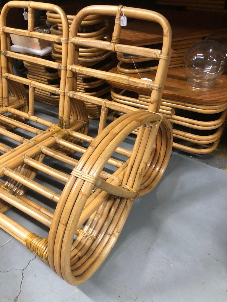 Restored Mid-century Rattan 3-Strand Full Pretzel 3-Seat Sectional Sofa