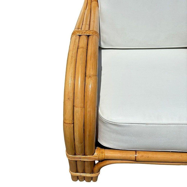 Restored Mid-century Rattan 3 Strand Transitional Lounge Chair