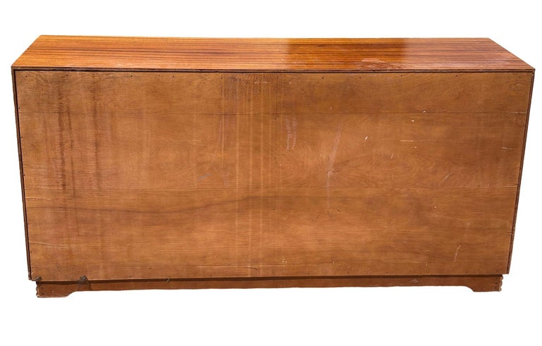Restored Rattan and Mahogany Lowboy Dresser and Nightstand Set