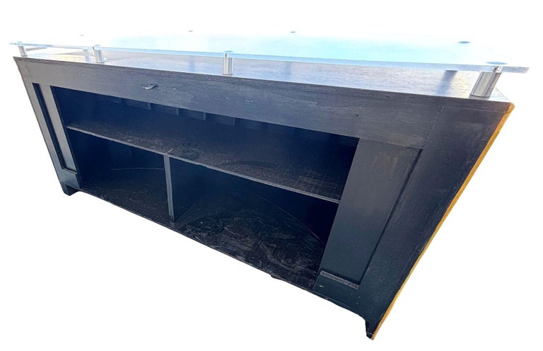 1990s Postmodern Dry Bar w/ Plexiglass Top & Rattan Borders