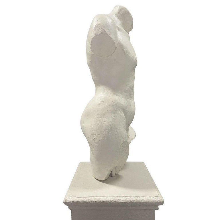 7' Tall Renaissance Style Male Bust Faux Marble Sculpture on Pedestal