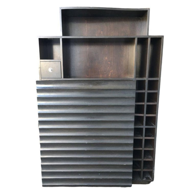 Postmodern Espresso Wood Dining Room Convertible Bar Cabinet, 1990