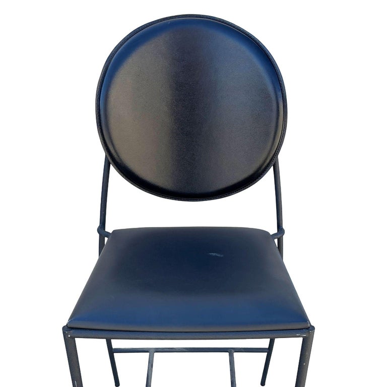 1990s Dakota Jackson Memphis style "Vik-Ter" Black Leather Counter Stool