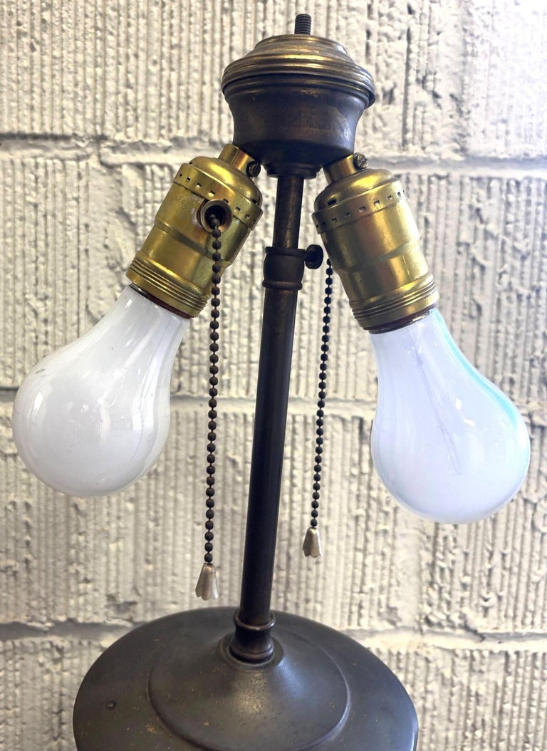 1910 Meiji Period Japanese Cloisonné Lamp with Wrought Iron and Enamel Shade