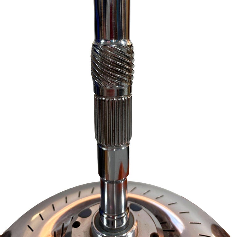 1980s Chrome Machine Age Art Deco Style Table Lamp w/ Torque Converter Base