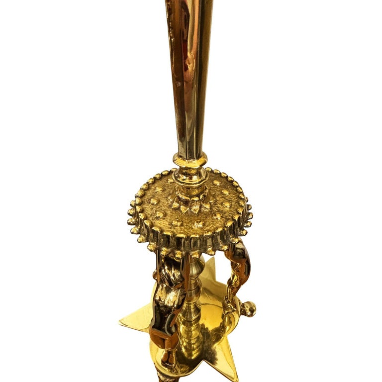 1920 Brass Figural Nude Art Deco Flapper Table Lamp by Frankart w/ Shade