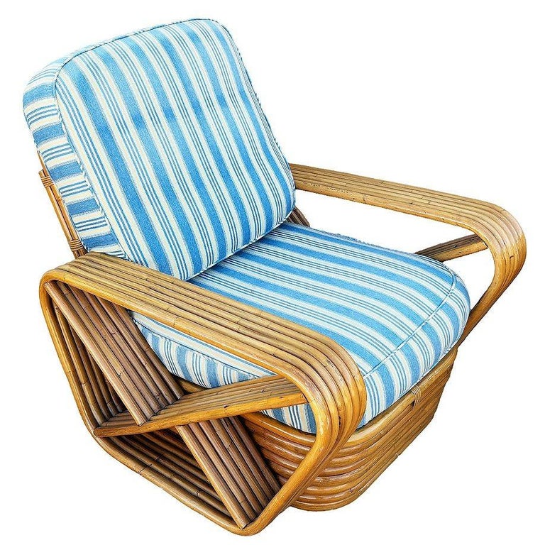 Restored MCM Rattan Six Strand Square Pretzel Table & Seating Livingroom Set