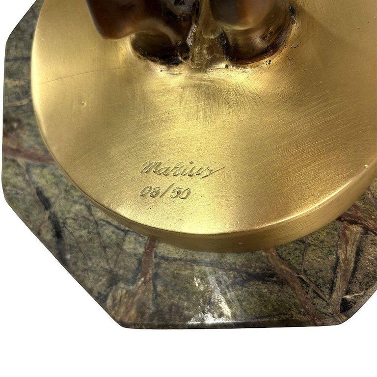 Art Deco Style Egyptian Belly Dancer Bronze Sculpture on Marble Base by Marius