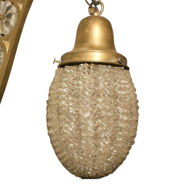 Belle Epoque Electric Scrolling Brass Crystal Sconce w Beaded Shade, 2 Available
