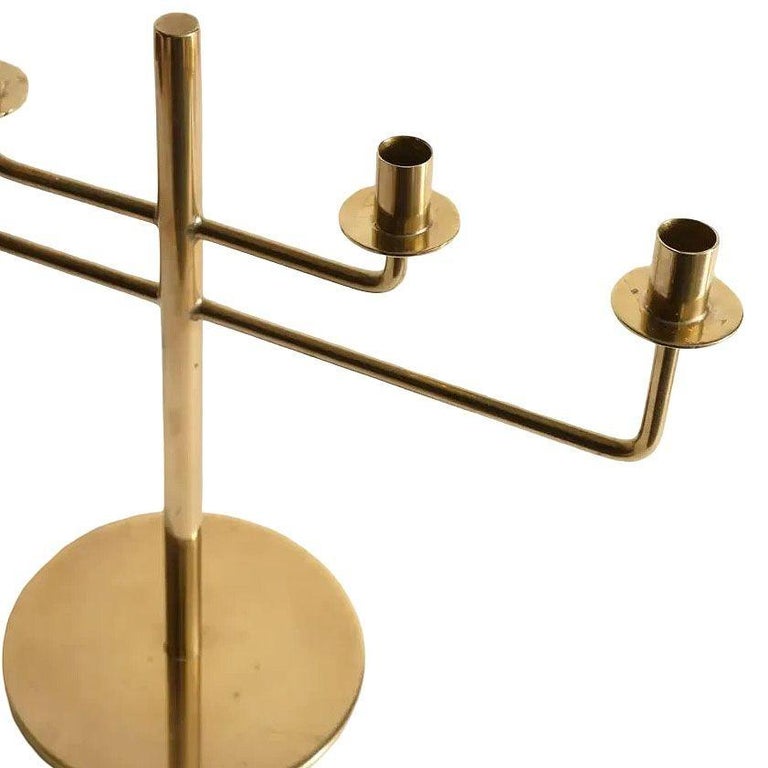 Scandinavian Modern Brass Candle Holder Candelabra by Hans-Agne Jakobsson, Pair