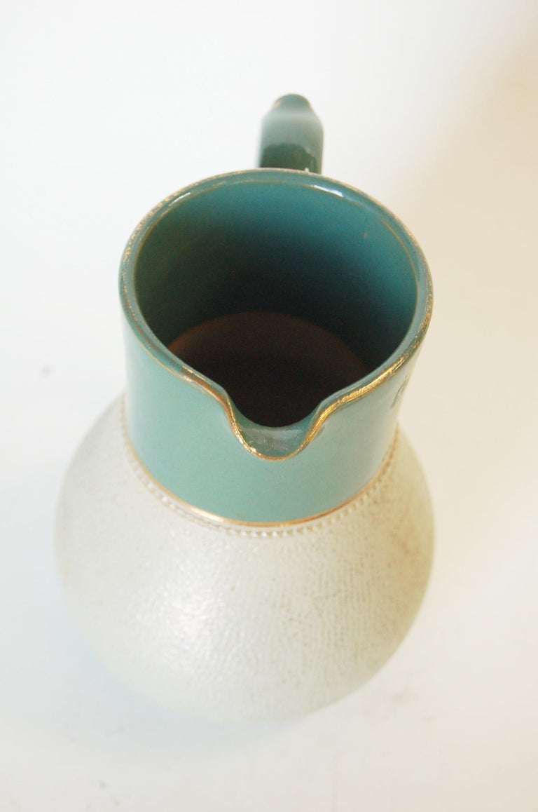 Glazed Ceramic Pottery Green Lidded Pitcher by Lovatts Langley, England