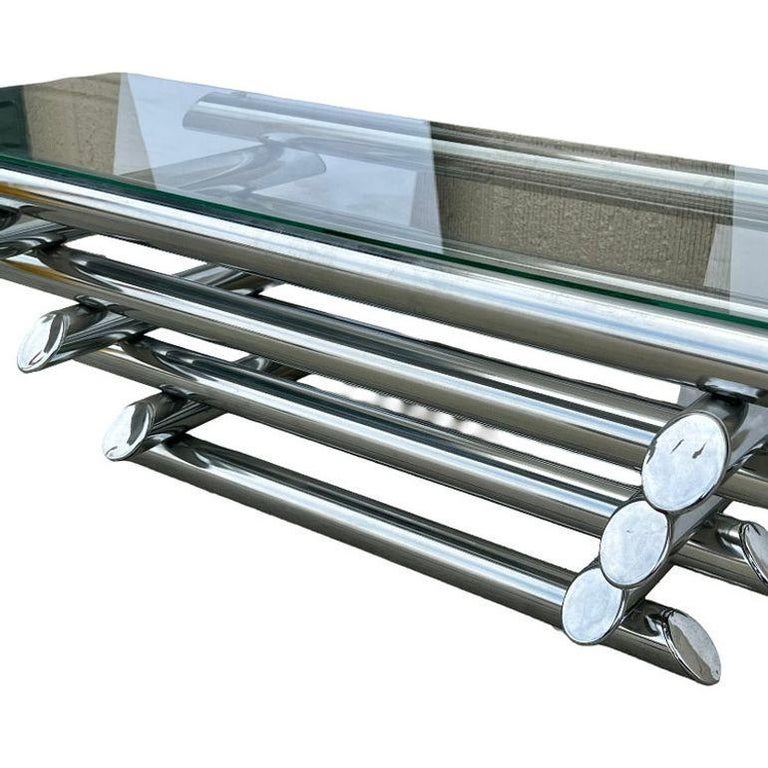 Paul Mayen Style Chrome Tubular Stacked Cocktail Table