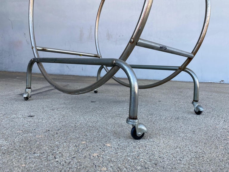 Bauhaus Inspired Art Deco Chrome Tubular Bar Cart