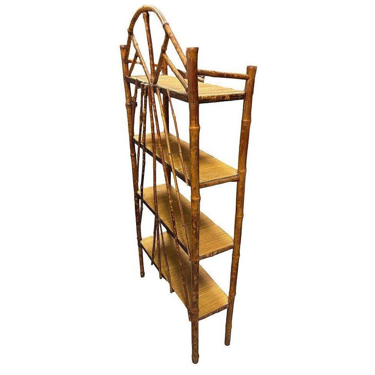 Late Victorian Aesthetic Movement Tiger Bamboo & Grass Matt Chippendale Shelf