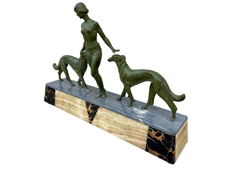 Art Deco Light-up Flapper Bronze Patina Sculpture by Enrique Molins-Balleste