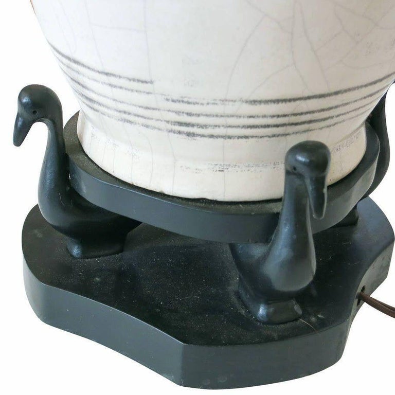 Art Pottery Ceremonial Monks with Dragon Table Lamp
