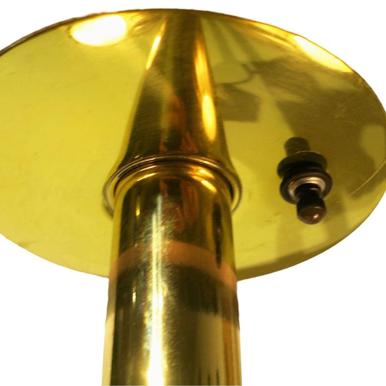 Mid Century Brass Triple Light Floor to Ceiling Tension Pole Lamp