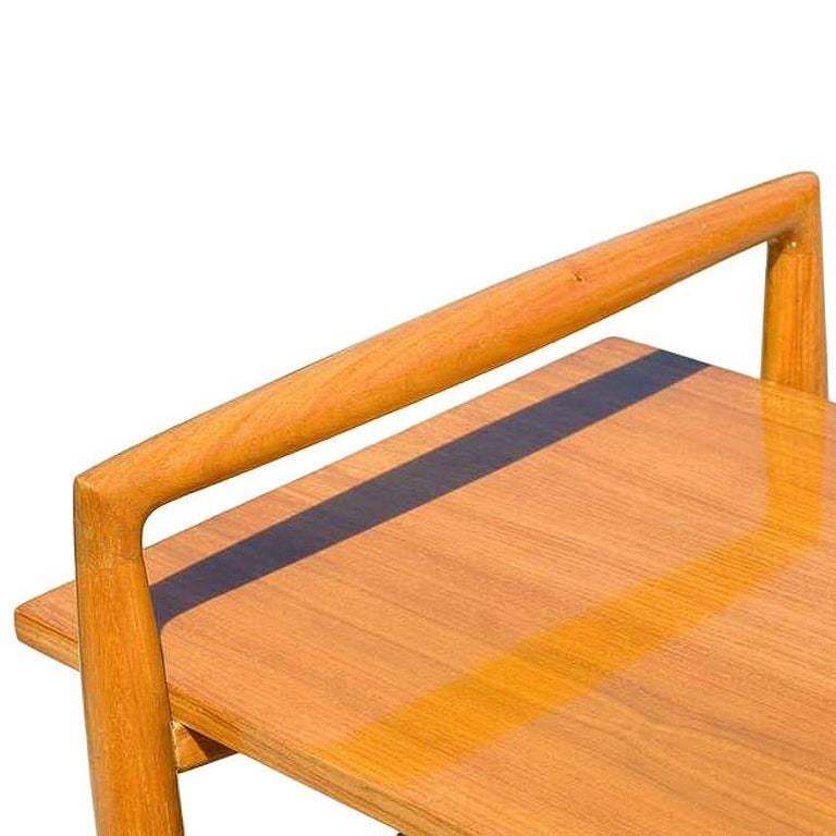 Mid-Century Three-Tier Bar Serving Cart w/ Storage Cabinet
