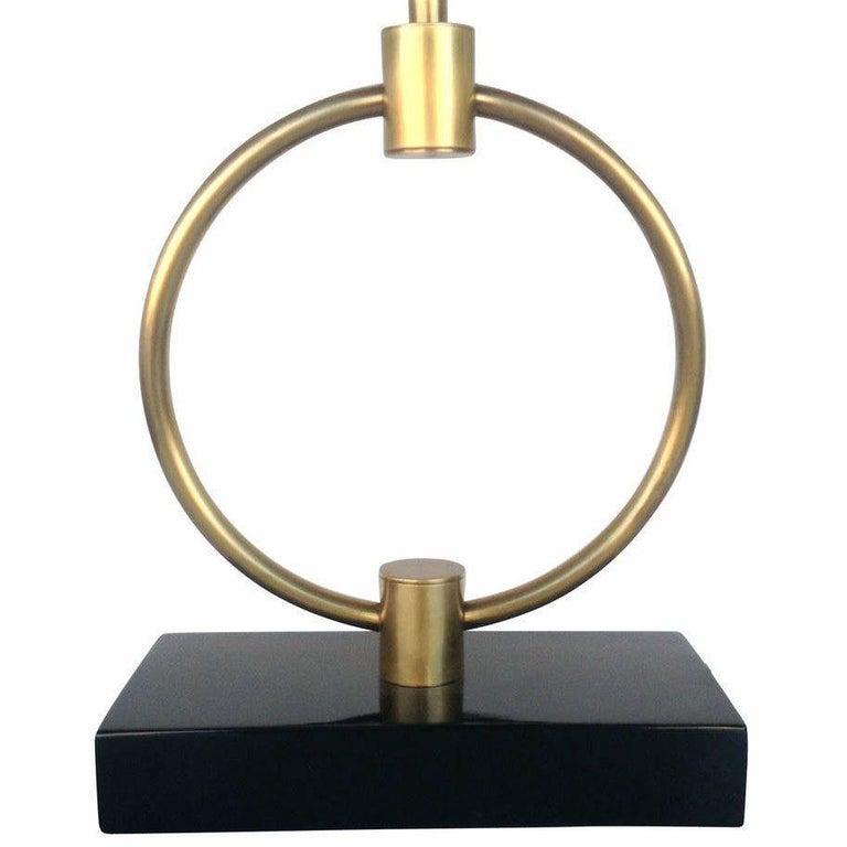 Mid-century Gilbert Rohde Style Brass Ring Table Lamp, Pair