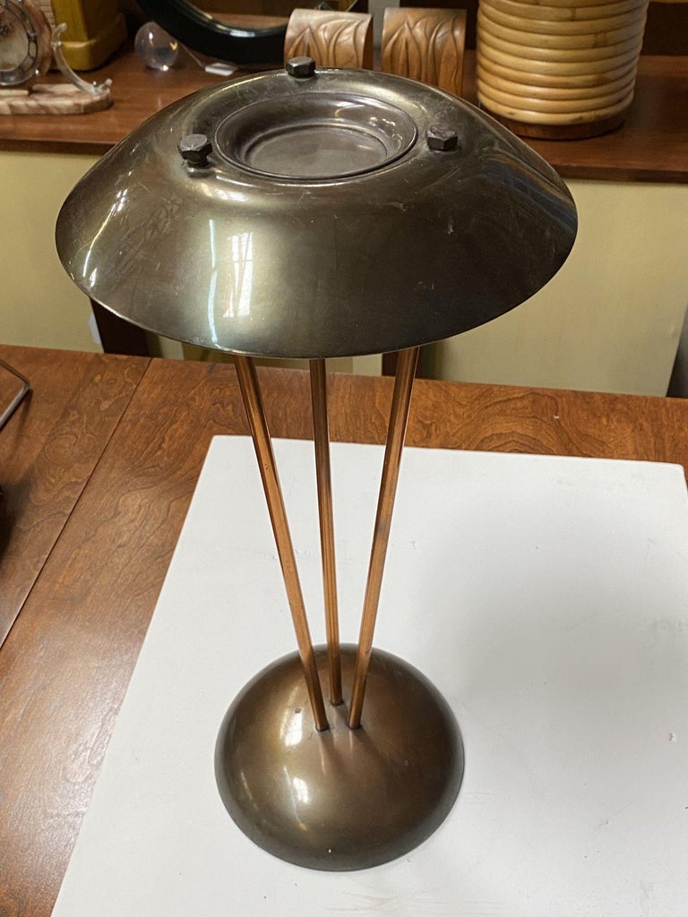 High Style Machine Age Bronze and Copper Art Deco Ashtray
