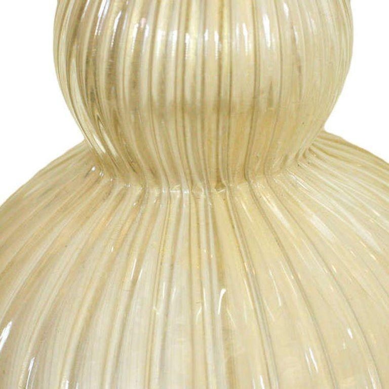 Large Hand Blown Murano Glass Table Lamp in Barovier Style