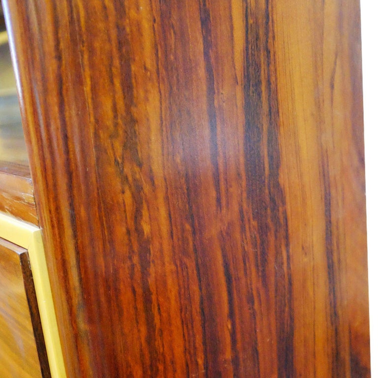 Art Deco Macassar Ebony Vitrine Cabinet with Bar and Secretary Desk