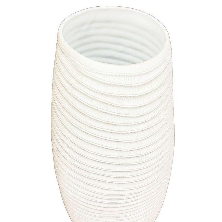 Ribbed Textured Coiled "Coco" Ceramic Vase w/ Matte Finish by Bahari