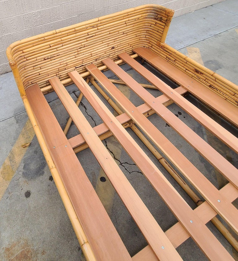 Vintage Full Size Stacked Rattan Bed Frame by Seven Seas