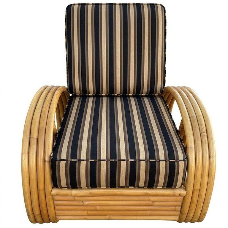 Restored MCM 3/4 Pretzel Rattan Sectional Sofa & Recliner Chair Living Room Set