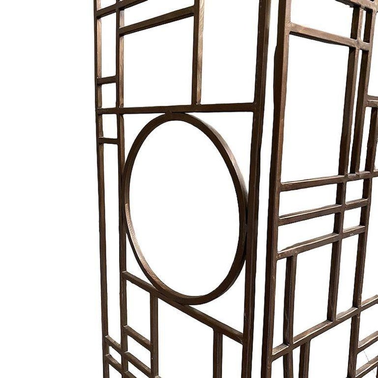 Post Modern Copper Tone Geometric Folding Room Divider by Robert Sonneman