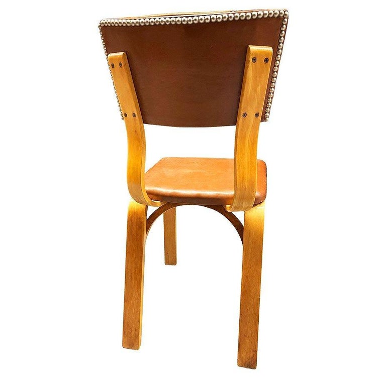 Pair of Mid-Century Modern Bentwood Side Chairs w/ Nailhead Back by Thonet