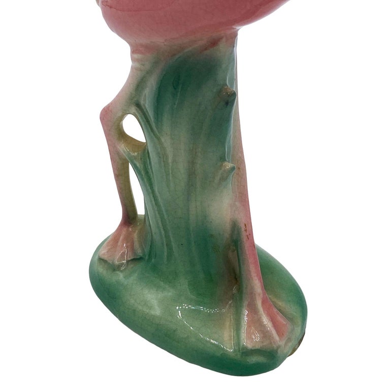 Mid-century Ceramic Mid Flight Pink Flamingo Tabletop Statue Set By Leftons