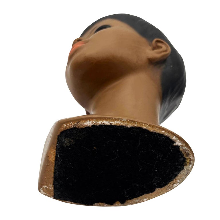 Mid-century Hawaiian Polynesian Boy Chalkware Bust Statue by Marwal