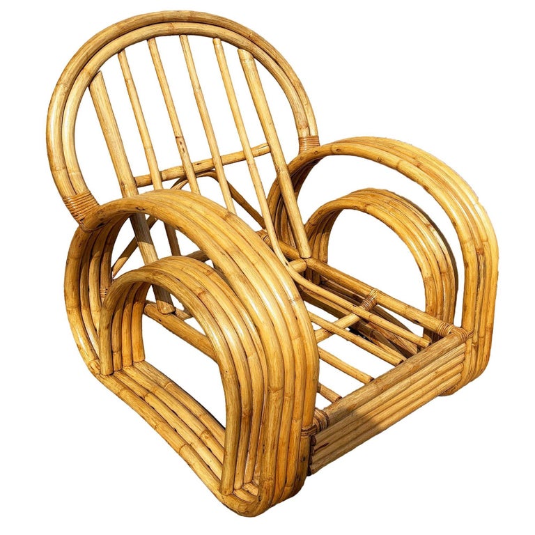 Restored 4-Strand Double Arch Speed Arms Rattan Sofa & Chairs Livingroom Set