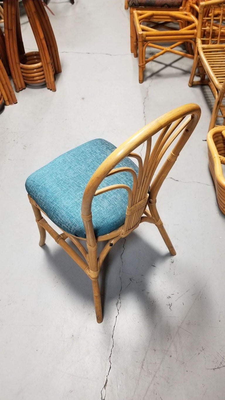 Restored Rattan Fan Back Dining Chairs, Pair