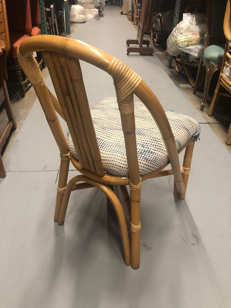 Restored Mid-Century Swoop Horseshoe Back Rattan Accent Chair
