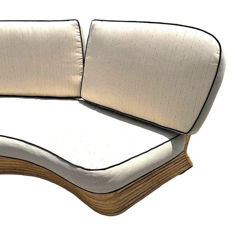 Restored 4 Person Curved Stacked Rattan Sectional Sofa