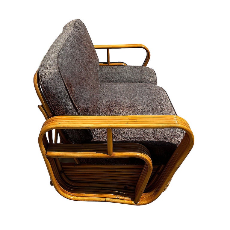 Restored Five-Strand Streamline Square Pretzel Rattan Sofa & Chair set