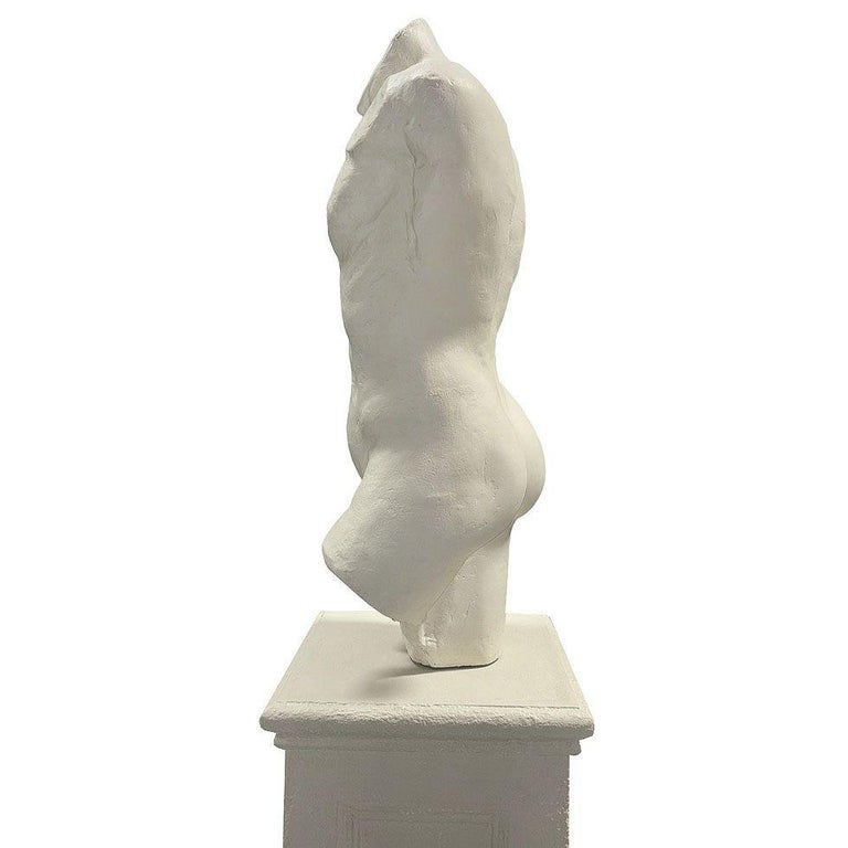 7' Tall Renaissance Style Male Bust Faux Marble Sculpture on Pedestal