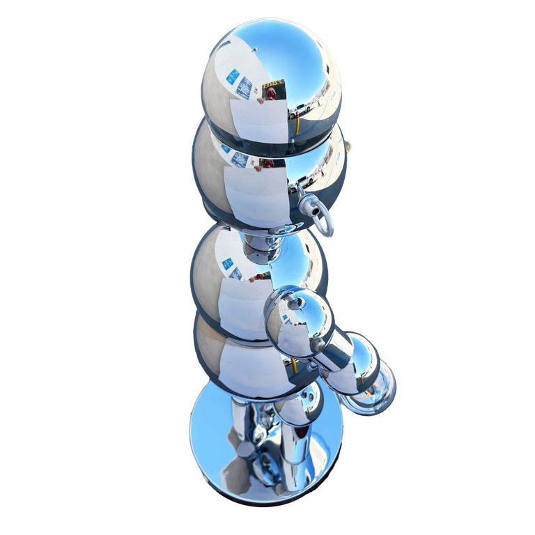 1975 Post-Modern Chrome Bubble Ball Robot Table Lamp by Torino Lamps