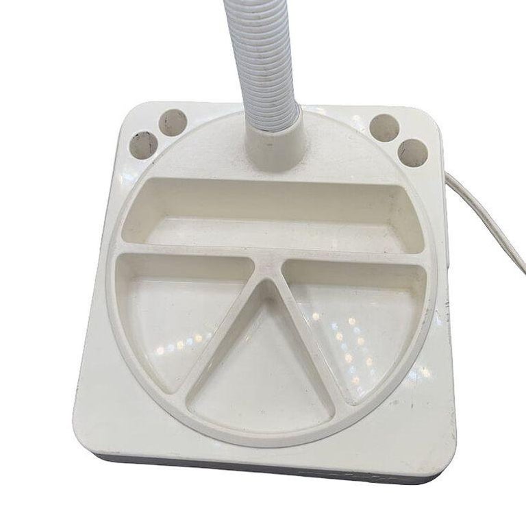 1970 Mod Space Age White Plastic Gooseneck Desk Lamp by Mobilite